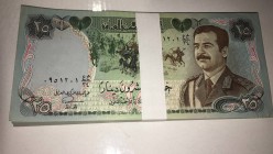 Iraq, 25 Dinars, 1986, UNC, p73a, BUNDLE
Saddam Huseyin Portraid,Total 100 banknotes
Estimate: 50-100 USD