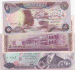 Iraq, Total 3 banknotes
5 Dinars, 1971, XF, p59; 5 Dinars, 1980, UNC, p70a; 250 Dinars, 1995, UNC, p85
Estimate: 15-30 USD