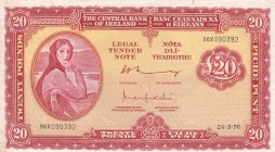 Ireland, 20 Pounds, 1976, XF, p67c
 Serial Number: 96X090392
Estimate: 250-500 USD