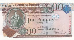 Ireland, 10 Pounds, 2017, UNC, P87
 Serial Number: AY 437862
Estimate: 20-40 USD