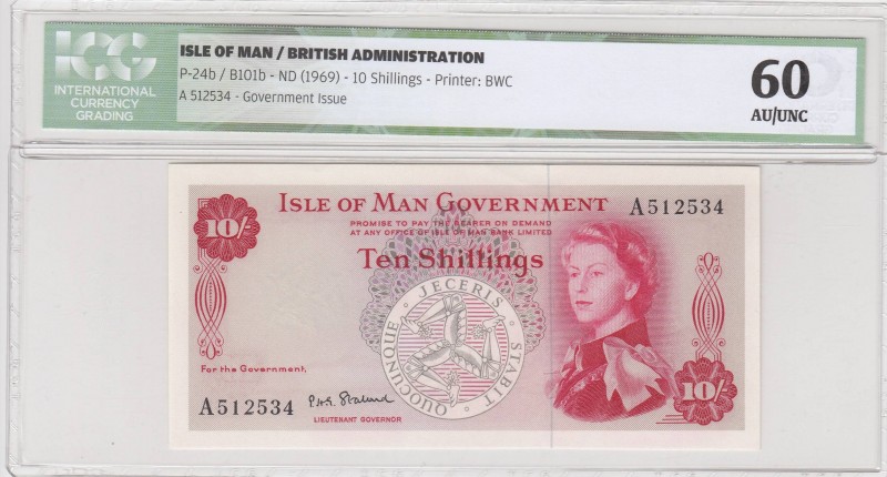Isle of Man, 10 Shillings, 1969, AUNC, p24b
ICG 60, Serial Number: A 512534
Es...