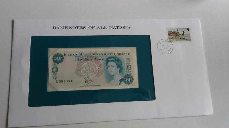 Isle Of Man, 50 New Pence, 1979, UNC, p33a, FOLDER 
Banknotes of all nations, S...