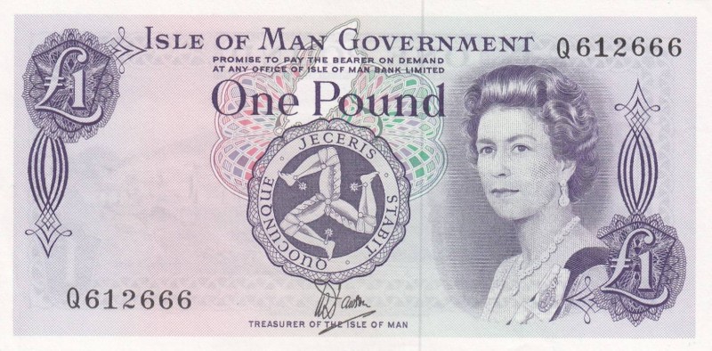 Man Island, 1 Pound, 1979, UNC (-), p34a
Queen Elizabeth II. portrait, Serial N...