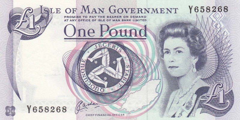 Isle of Man, 1 Pound, 1983, UNC, p40b
Queen Elizabeth II. Portrait, Serial Numb...