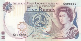 Isle of Man, 5 Pounds, 1983, UNC, p41b
 Serial Number: G698882
Estimate: 15-30 USD