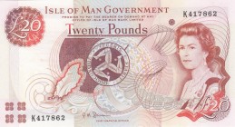 Isle of Man, 20 Pounds, 2000, UNC, p45b
Queen Elizabeth II. Portrait, Serial Number: K217862
Estimate: 40-80 USD