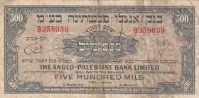 Israel, 500 Mils, 1948, FINE, p14
Anglo-Palestine Bank Limited, Serial Number: B358039
Estimate: 25-50 USD