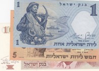 Israel, Total 3 banknotes
1 Lira, 1958, AUNC, p30a; 5 Lira, 1958, UNC, p31a; 100 Lira, 1979, UNC, p47a
Estimate: 10-20 USD