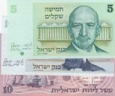 Israel, 5 Sheqalim and 10 Lirot (2) , 1958/1978, XF/UNC, p44, p40, p32, (Total 3 banknotes)
two of the banknotes are in "UNC", one is in "XF"
Estima...