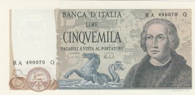 Italy, 5.000 Lire, 1973, AUNC, p102b
 Serial Number: RA490070 Q
Estimate: 75-150 USD