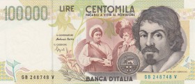 Italy, 100.000 Lire, 1994, UNC (-), p117a
 Serial Number: GB 248748 V
Estimate: 60-120 USD