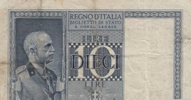 Italy, 10 Lire, 1939, VF, p25
 Serial Number: 568556-0628
Estimate: 10-20 USD