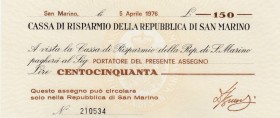 Italy, 150 Lire, 1976, UNC, pS101
San Marino, Serial Number: 210534
Estimate: 25-50 USD