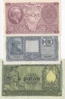 Italy, 5 Lire, 10 Lire and 50 Lire, 1944/1951, XF / UNC, p31, p32, p91, (Total 3 banknotes)
5 lire, unc; 10 Lire, aunc; 50 Lire, xf condition
Estima...