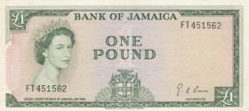 Jamaica, 1 Pound, 1960, AUNC, p51
Pressed, Serial Number: FT 451562
Estimate: 50-100 USD