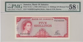 Jamaica, 5 Shillings, 1960, AUNC, p51Ab
PMG 58 EPQ, Serial Number: FA348266
Estimate: 100-200 USD
