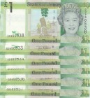 Jersey, 1 Pound, 2010, UNC, p32, (Consecutive 6 banknotes)
Queen Elizabeth II portrait, Serial Number: GD 950533- 38
Estimate: 20-40 USD