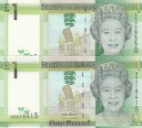 Jersey, 1 Pound, 2010, UNC, p32, (Total 2 banknotes)
Queen Elizabeth II portrait
Estimate: 10-20 USD