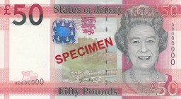 Jersey, 50 Pounds, 2010, UNC, p36s, SPECIMEN
Queen Elizabeth II portrait, Serial Number: AD000000
Estimate: 150-300 USD