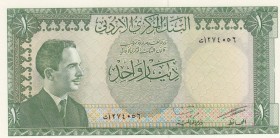 Jordan, 1 Dinar, 1959 (1965), UNC, p10a
 Serial Number: 274056
Estimate: 100-200 USD