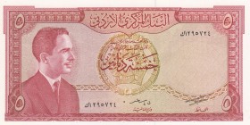 Jordan, 5 Dinars, 1959, UNC, p15b
 Serial Number: 295724
Estimate: 50-100 USD