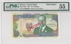 Kenya, 10 shillings, 1991, AUNC, p24cs, SPECIMEN
PMG 55, Serial Number: AL 000000
Estimate: 100-200 USD