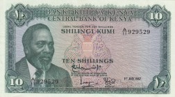 Kenya, 5 Shillings, 1967, XF (+), p2b
 Serial Number: A/11 929529
Estimate: 30-60 USD