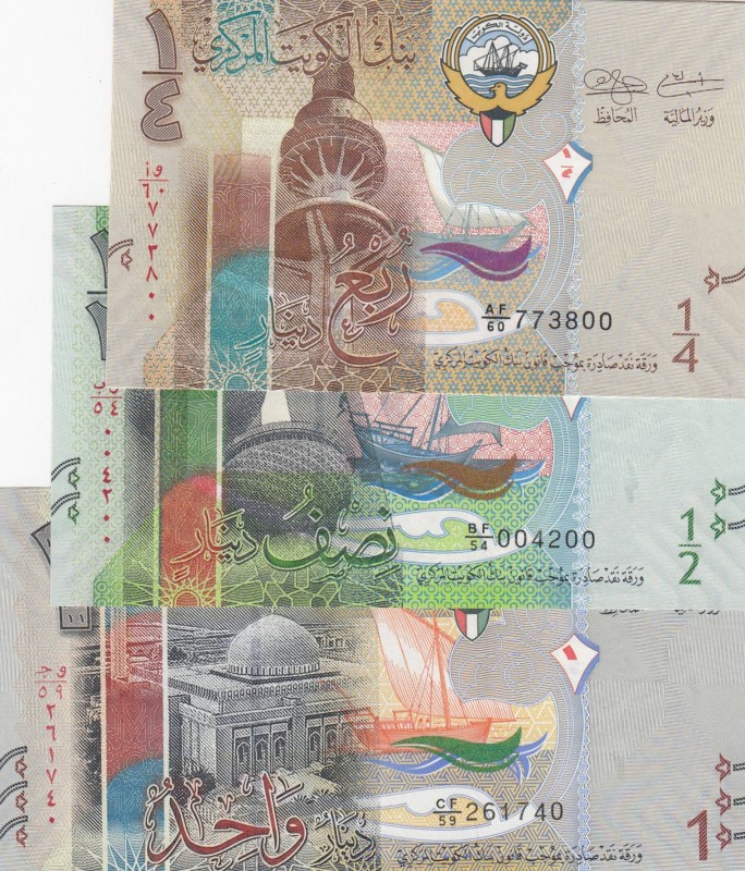 Kuwait, Total 3 banknotes
1/4 Dinar, 2014, UNC, p29; 1/2 Dinar, 2014, UNC, p30;...