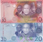 Lesotho, UNC, Total 2 banknotes
10 Maloti, 2013, UNC, p21b; 20 Maloti, 2013, UNC, p22b 
Estimate: 10-20 USD