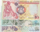 Lesotho, 10 Maloti, 20 Maloti and 50 Maloti, 200/2006, UNC, p15d, p19g, p17d, (Total 3 banknotes)
Estimate: 25-50 USD