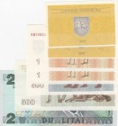 Lithuania, Total 7 banknotes
0.10 Talonas, 1991, UNC, p29; 0.10 Talonas, 1991, UNC, p29x; 1 Talonas(2), 1992, UNC, p39; 500 Talonas, 1992, UNC, p44; ...