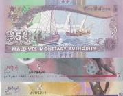 Maldives, Total 3 banknotes
5 Rufiyaa, 2017, UNC, pA26, polymer plastic; 10 Rufiyaa, 2015, UNC, p26, polymer plastic; 5 Rufiyaa, 2011, UNC, p18e
Est...