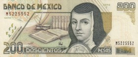 Mexico, 200 Pesos, 1998, XF, p109c
 Serial Number: M5225552
Estimate: 30-60 USD