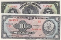 Mexico, UNC, total 2 banknotes
5 Pesos, 1969, p60j; 10 Pesos, 1965, p58k, Serial Number: C105605, B464688
Estimate: 10-20 USD