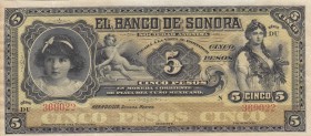 Mexico, 5 Pesos, 1897/1911, XF, pS419r
 Serial Number: 369022
Estimate: 70-40 USD