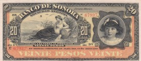 Mexico, 20 Pesos, 1897/1911, UNC, pS421r
El Banco De Sonora, Serial Number: 67937
Estimate: 200-400 USD