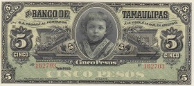 Mexico, 5 Pesos, 1902/1914, UNC, pS429r
 Serial Number: 162703
Estimate: 20-40 USD