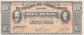 Mexico, 10 Pesos , 1915, UNC, pS535
Chihuahua, Serial Number: 244619
Estimate: 15-30 USD