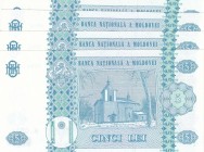 Moldova, 5 Lei, 1994, UNC, p9a
Consecutive serial number, total 4 banknotes, Serial Number: B.0054 408126-27-28-29
Estimate: 15-30 USD