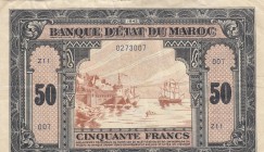 Moracco, 50 Francs, 1943, VF, p26a
 Serial Number: Z11 007
Estimate: 40-80 USD