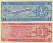 Nederlands Antilles, Total 2 banknotes
1 Gulden, 1970, UNC, p20; 2 1/2 Gulden, 1970, UNC, p21 , Serial Number: D0589454, D0537965
Estimate: 10-20 US...