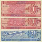 Netherlands Antilles, Total 3 banknotes
1 Gulden(2), 1970, UNC, p20a; 2 1/2 Gulden, 1970, UNC, p21a 
Estimate: 15-30 USD