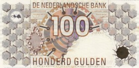 Netherlands, 100 Gulden, 1993, UNC, p101
 Serial Number: 129381GO35
Estimate: 100-200 USD