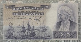 Netherlands , 20 Gulden , 1941, VF, P54
 Serial Number: HT059480
Estimate: 60-120 USD