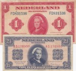 Netherlands, 1 Gulden and 2 1/2 Gulden, 1943/1945, XF / AUNC, p64, p71, (Total 2 banknotes)
Estimate: 15-30 USD