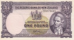 New Zealand, 1 Pound, 1960/1967, XF, p159d
 Serial Number: 299379065
Estimate: 75-150 USD