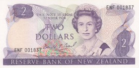 New Zealand, 2 Pounds, 1989, UNC, p170c
 Serial Number: ENF001837
Estimate: 10-20 USD