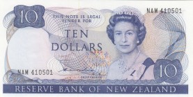 New Zealand, 10 Dollars, 1981/1985, UNC, p172a
Queen Elizabeth II. Portrait, Serial Number: NAM 410501
Estimate: 40-80 USD