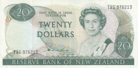 New Zealand, 20 Dollars, 1981/1985, VF, p173a
Queen Elizabeth II portrait, Serial Number: TAG 976213
Estimate: 40-80 USD