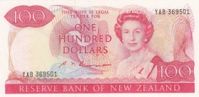 New Zealand, 100 Dollars, 1981, UNC (-), p175b
 Serial Number: YAB369501
Estimate: 100-200 USD